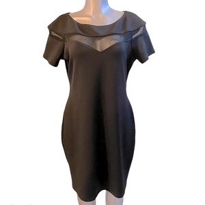 Bianca Nygard Pencil Fitted Dress Lace Chest Black Fitted Short Sleeve Stretch